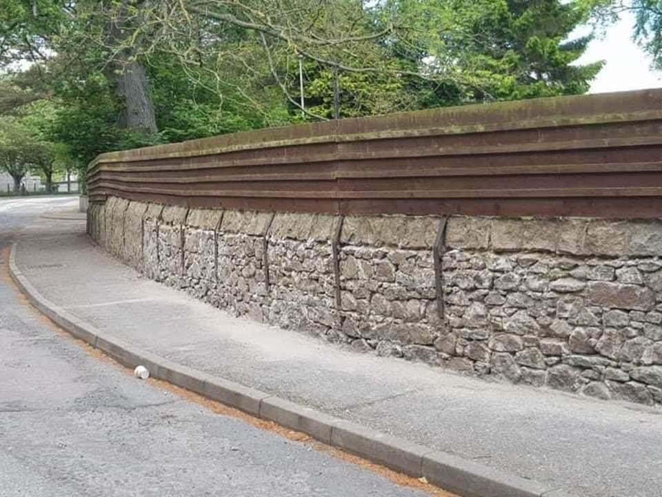 Stone wall after repair