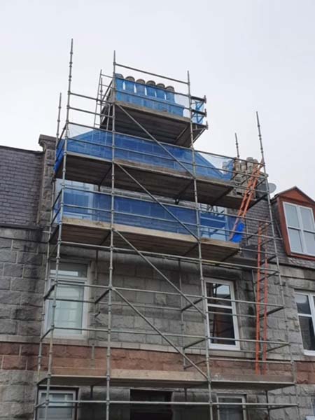 Scaffolding set up for chimney repair
